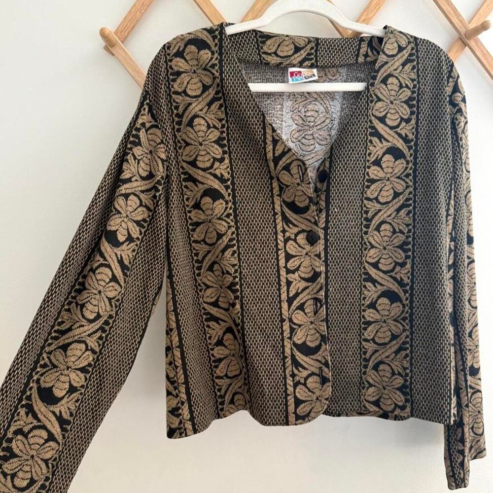 Vintage 90s go to pieces floral tapestry cropped jacket blouse